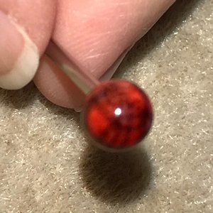 14 Gauge Red and Black Plaid Tongue Ring
